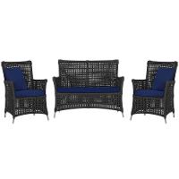 Jogo Sofá E 2 Poltronas Igapó Alumínio Fendi E10 Trama Preto - 1