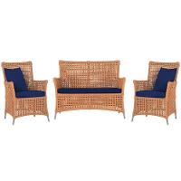 Jogo Sofá E 2 Poltronas Igapó Alumínio Fendi E10 Trama Terra Cota - 1