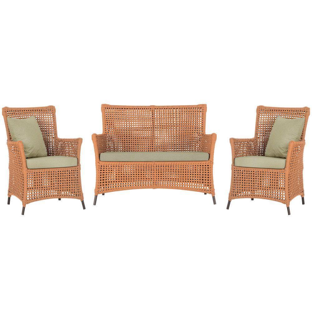 Jogo Sofá E 2 Poltronas Igapó Alumínio Marrom E7 Trama Terra Cota - 1