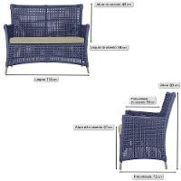 Jogo Sofá E 2 Poltronas Igapó Alumínio Fendi E7 Trama Azul - 7