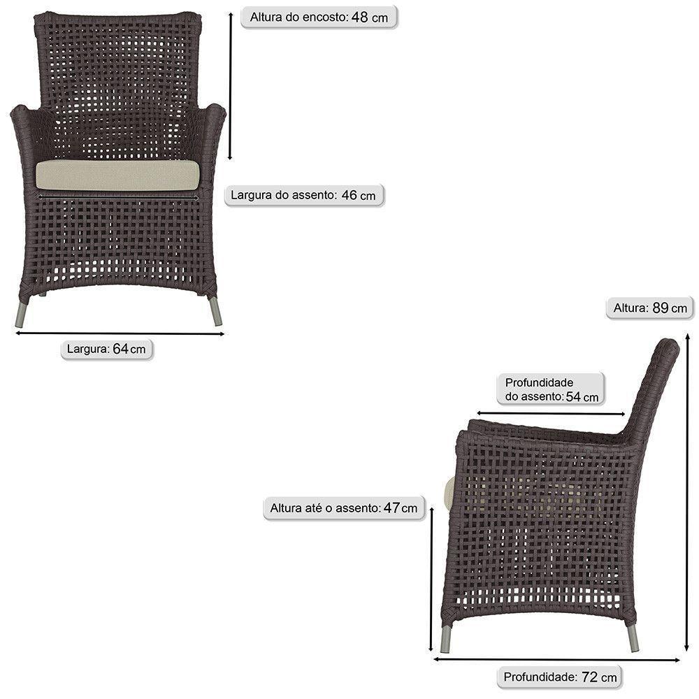 Jogo Sofá E 2 Poltronas Igapó Alumínio Fendi E7 Trama Marrom - 5