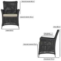 Jogo Sofá E 2 Poltronas Igapó Alumínio Fendi E7 Trama Preto - 5