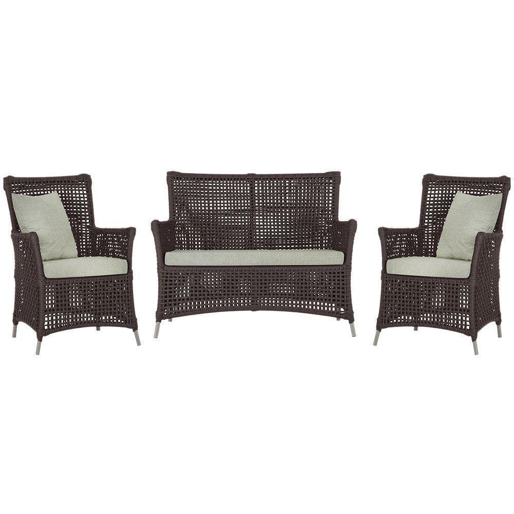 Jogo Sofá E 2 Poltronas Igapó Alumínio Fendi E3 Trama Marrom - 1