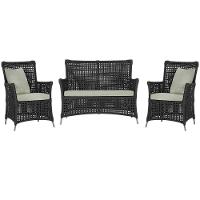 Jogo Sofá E 2 Poltronas Igapó Alumínio Fendi E3 Trama Preto - 1