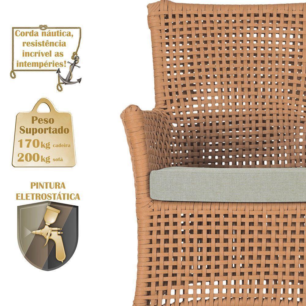 Jogo Sofá E 2 Poltronas Igapó Alumínio Fendi E3 Trama Terra Cota - 3