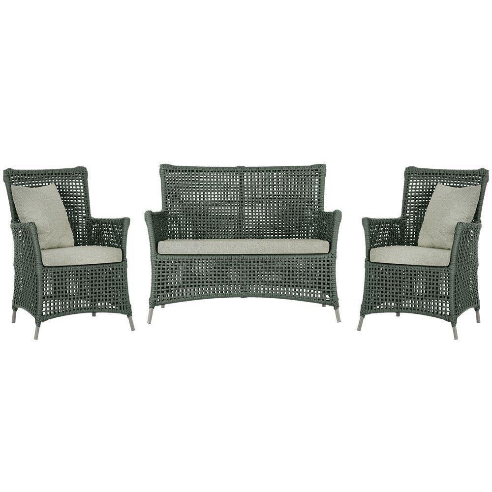 Jogo Sofá E 2 Poltronas Igapó Alumínio Fendi E3 Trama Verde - 1