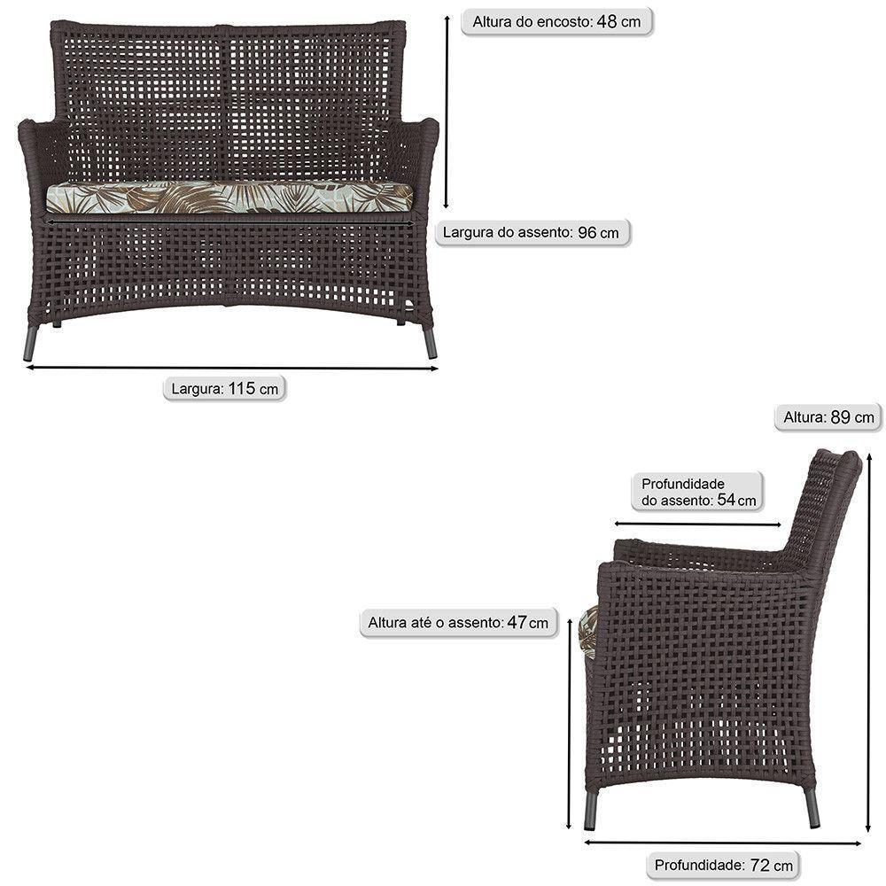 Jogo Sofá E 2 Poltronas Igapó Alumínio Preta E6 Trama Marrom - 5
