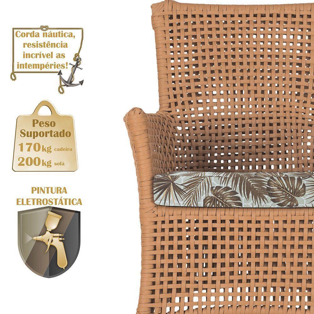 Jogo Sofá E 2 Poltronas Igapó Alumínio Preta E6 Trama Terra Cota - 3