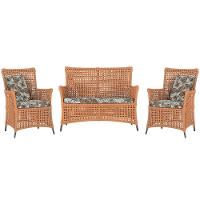 Jogo Sofá E 2 Poltronas Igapó Alumínio Preta E6 Trama Terra Cota - 1