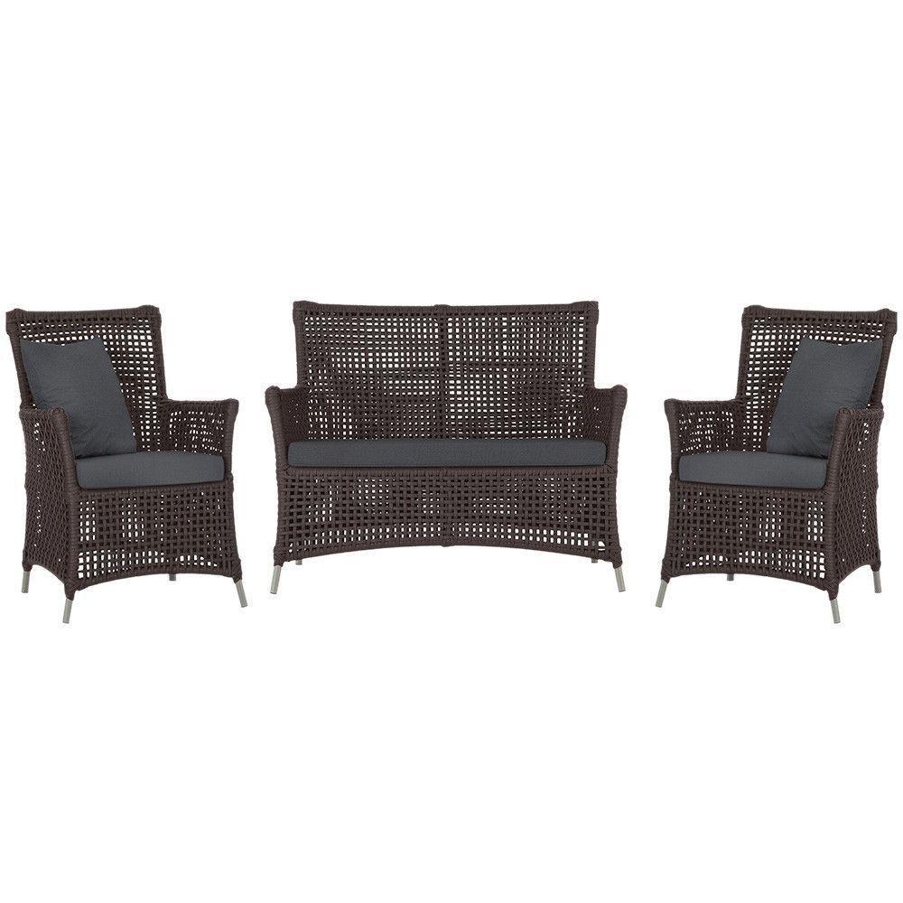 Jogo Sofá E 2 Poltronas Igapó Alumínio Fendi E11 Trama Marrom - 1