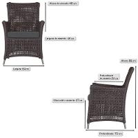 Jogo Sofá E 2 Poltronas Igapó Alumínio Fendi E11 Trama Marrom - 5