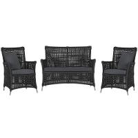 Jogo Sofá E 2 Poltronas Igapó Alumínio Fendi E11 Trama Preto - 1