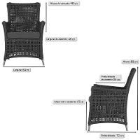 Jogo Sofá E 2 Poltronas Igapó Alumínio Fendi E11 Trama Preto - 5
