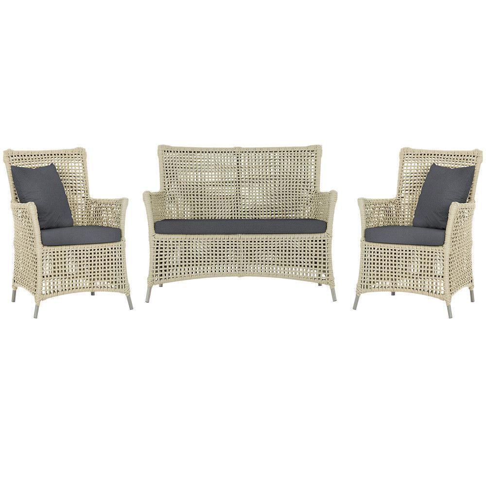 Jogo Sofá E 2 Poltronas Igapó Alumínio Fendi E11 Trama Rami - 1