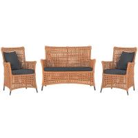 Jogo Sofá E 2 Poltronas Igapó Alumínio Preta E11 Trama Terra Cota - 1