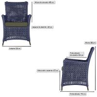 Jogo Sofá E 2 Poltronas Igapó Alumínio Marrom E13 Trama Azul