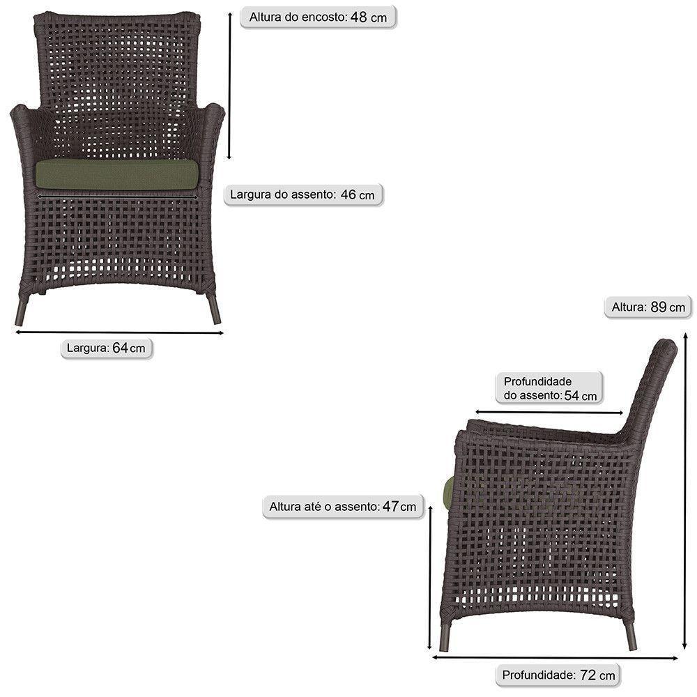Jogo Sofá E 2 Poltronas Igapó Alumínio Marrom E13 Trama Marrom - 4