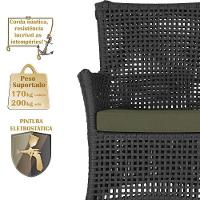 Jogo Sofá E 2 Poltronas Igapó Alumínio Marrom E13 Trama Preto - 3