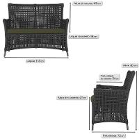 Jogo Sofá E 2 Poltronas Igapó Alumínio Marrom E13 Trama Preto - 6