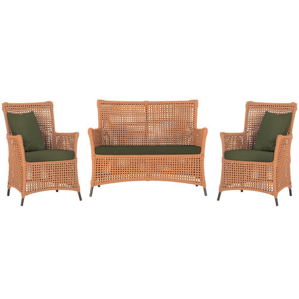 Jogo Sofá E 2 Poltronas Igapó Alumínio Marrom E13 Trama Terra Cota - 1