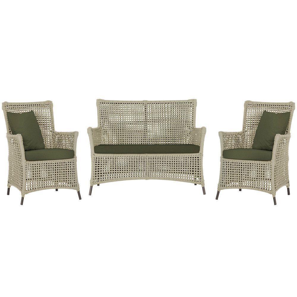 Jogo Sofá E 2 Poltronas Igapó Alumínio Marrom E13 Trama Rami - 1