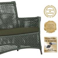 Jogo Sofá E 2 Poltronas Igapó Alumínio Marrom E13 Trama Verde - 3