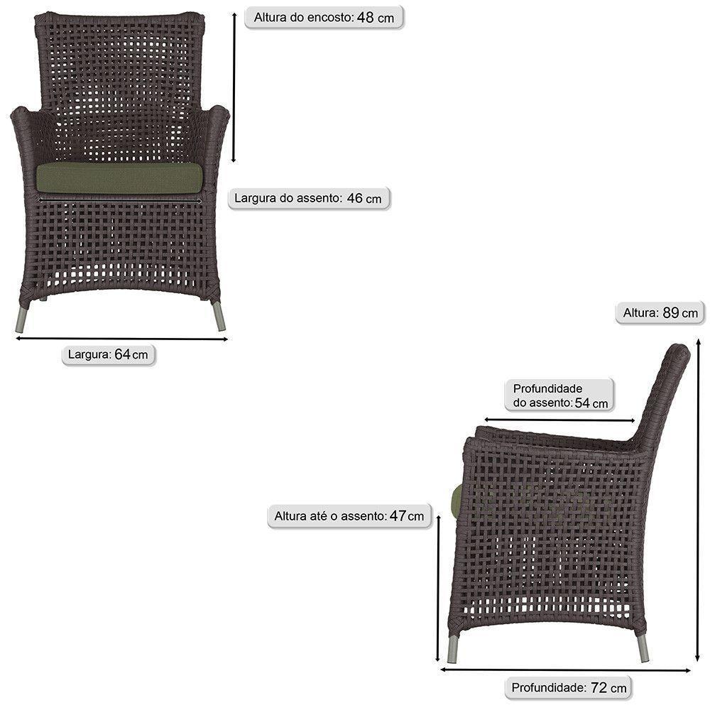 Jogo Sofá E 2 Poltronas Igapó Alumínio Fendi E13 Trama Marrom - 5