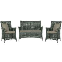 Jogo Sofá E 2 Poltronas Igapó Alumínio Marrom E8 Trama Verde - 1