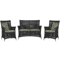 Jogo Sofá E 2 Poltronas Igapó Alumínio Preta E5 Trama Preto - 1