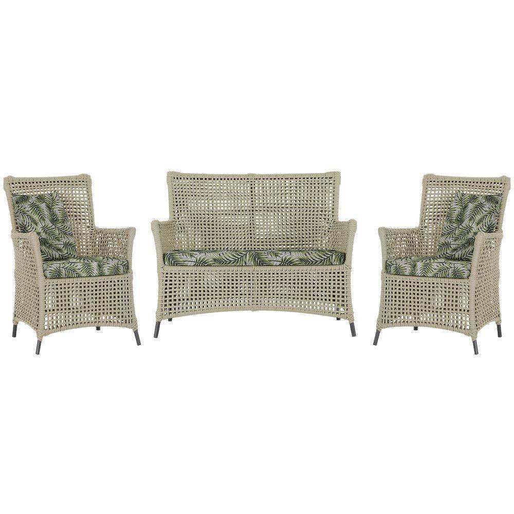 Jogo Sofá E 2 Poltronas Igapó Alumínio Preta E5 Trama Rami - 1