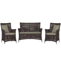 Jogo Sofá E 2 Poltronas Igapó Alumínio Preta E8 Trama Marrom - 1