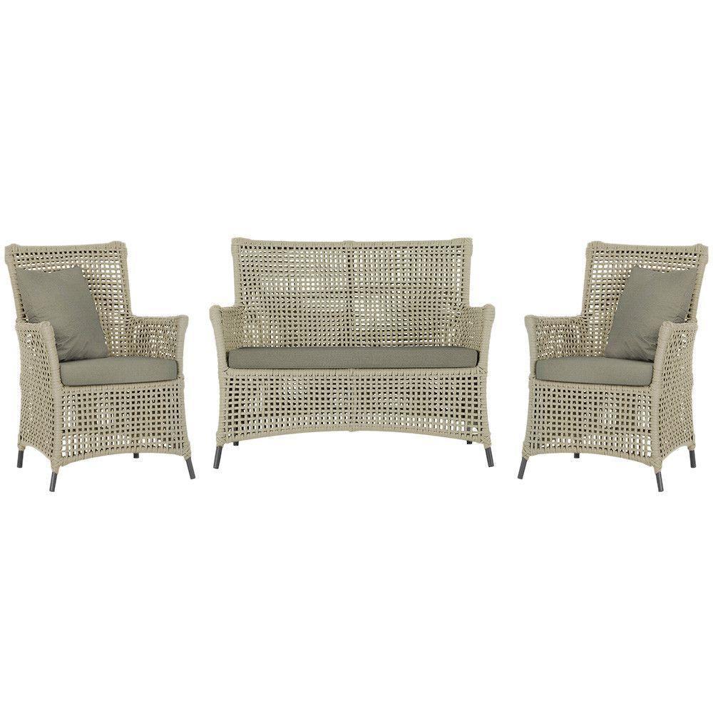 Jogo Sofá E 2 Poltronas Igapó Alumínio Preta E8 Trama Rami - 1