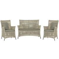 Jogo Sofá E 2 Poltronas Igapó Alumínio Preta E8 Trama Rami - 1