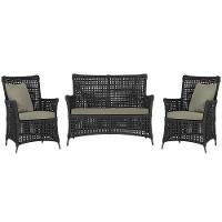 Jogo Sofá E 2 Poltronas Igapó Alumínio Preta E8 Trama Preto - 1