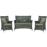 Jogo Sofá E 2 Poltronas Igapó Alumínio Preta E8 Trama Verde - 1