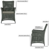 Jogo Sofá E 2 Poltronas Igapó Alumínio Preta E8 Trama Verde