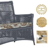 Jogo Sofá E 2 Poltronas Igapó Alumínio Marrom E6 Trama Prata