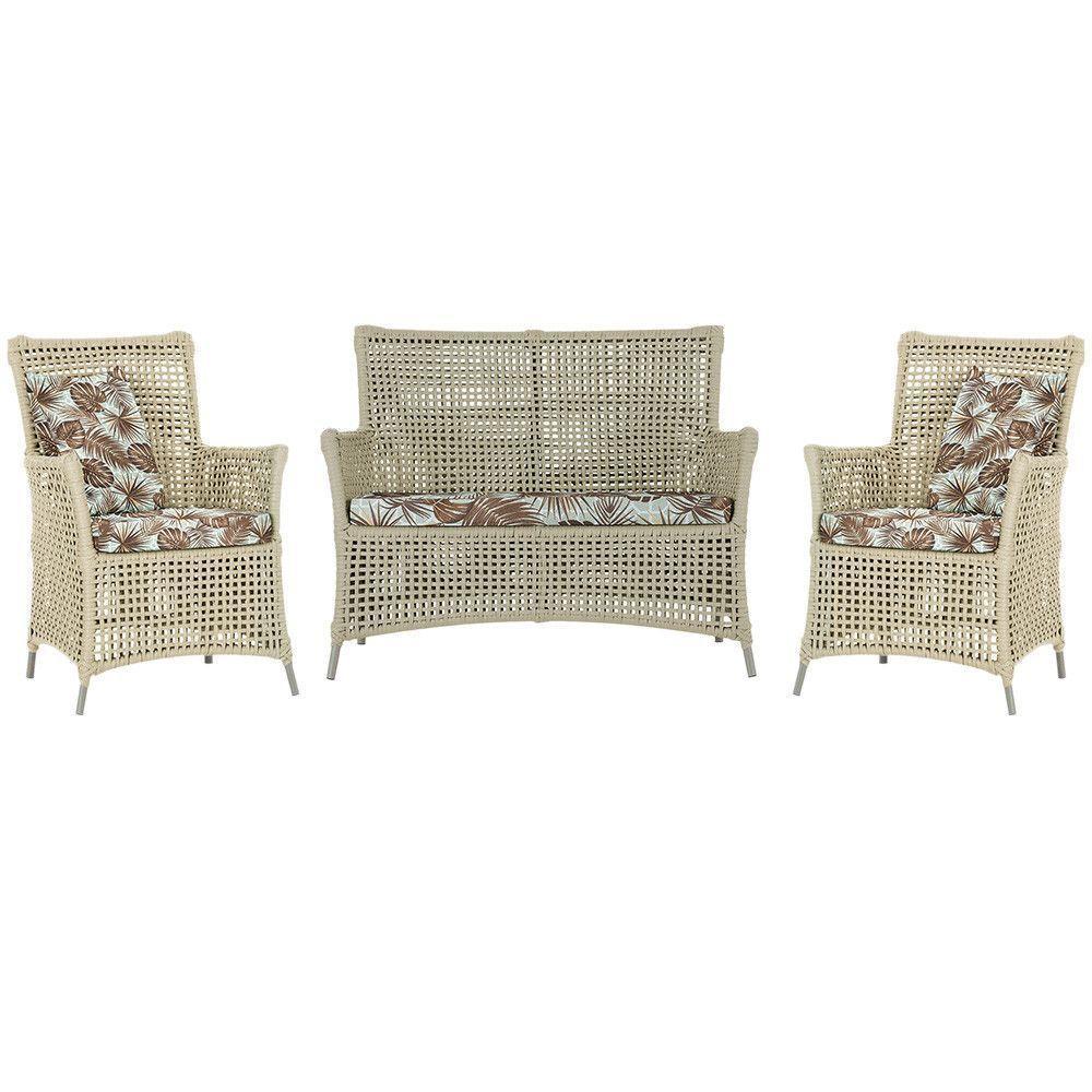 Jogo Sofá E 2 Poltronas Igapó Alumínio Fendi E6 Trama Rami - 1