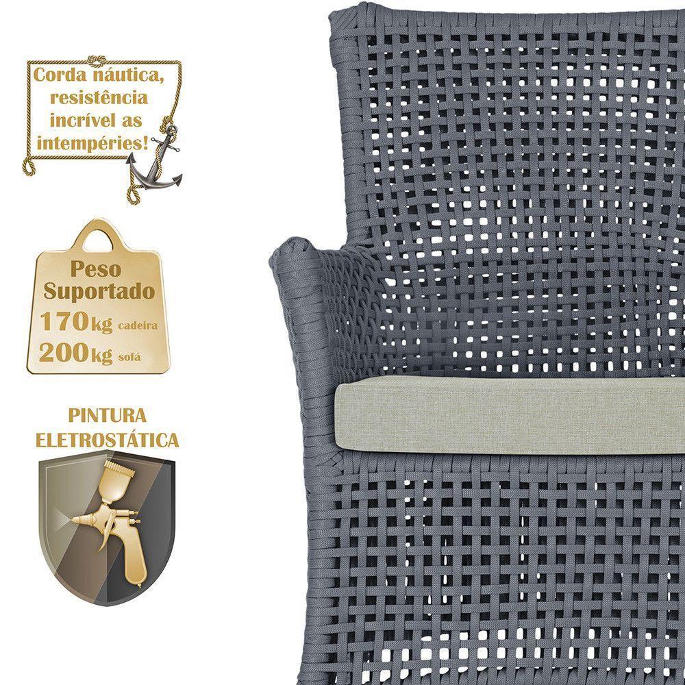 Jogo Sofá E 2 Poltronas Igapó Alumínio Marrom E3 Trama Prata - 8