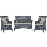 Jogo Sofá E 2 Poltronas Igapó Alumínio Marrom E3 Trama Prata - 1