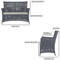 Jogo Sofá E 2 Poltronas Igapó Alumínio Marrom E3 Trama Prata - 5