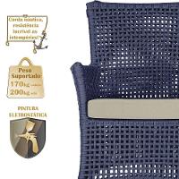 Jogo Sofá E 2 Poltronas Igapó Alumínio Marrom E7 Trama Azul - 3