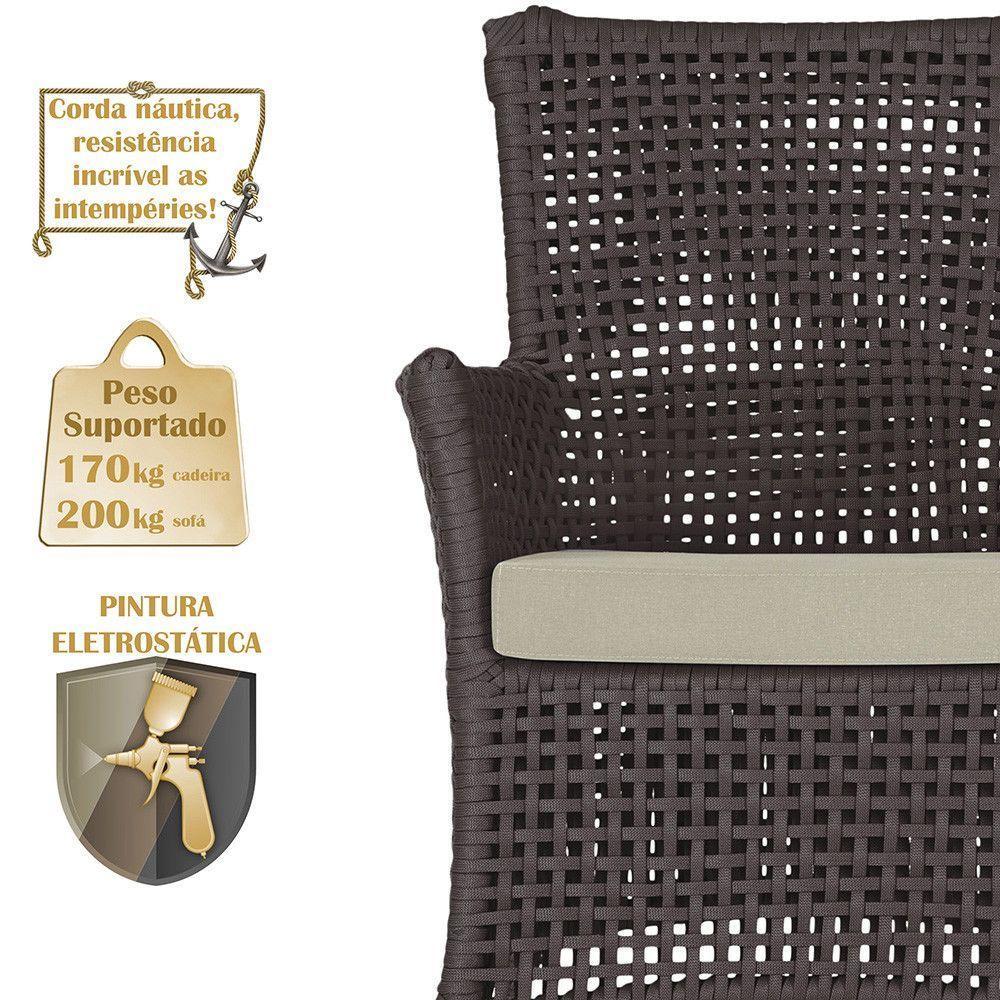 Jogo Sofá E 2 Poltronas Igapó Alumínio Marrom E7 Trama Marrom - 3