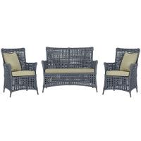 Jogo Sofá E 2 Poltronas Igapó Alumínio Marrom E7 Trama Prata - 1