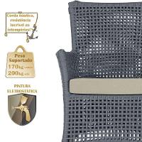 Jogo Sofá E 2 Poltronas Igapó Alumínio Marrom E7 Trama Prata - 3