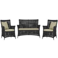 Jogo Sofá E 2 Poltronas Igapó Alumínio Marrom E7 Trama Preto - 1