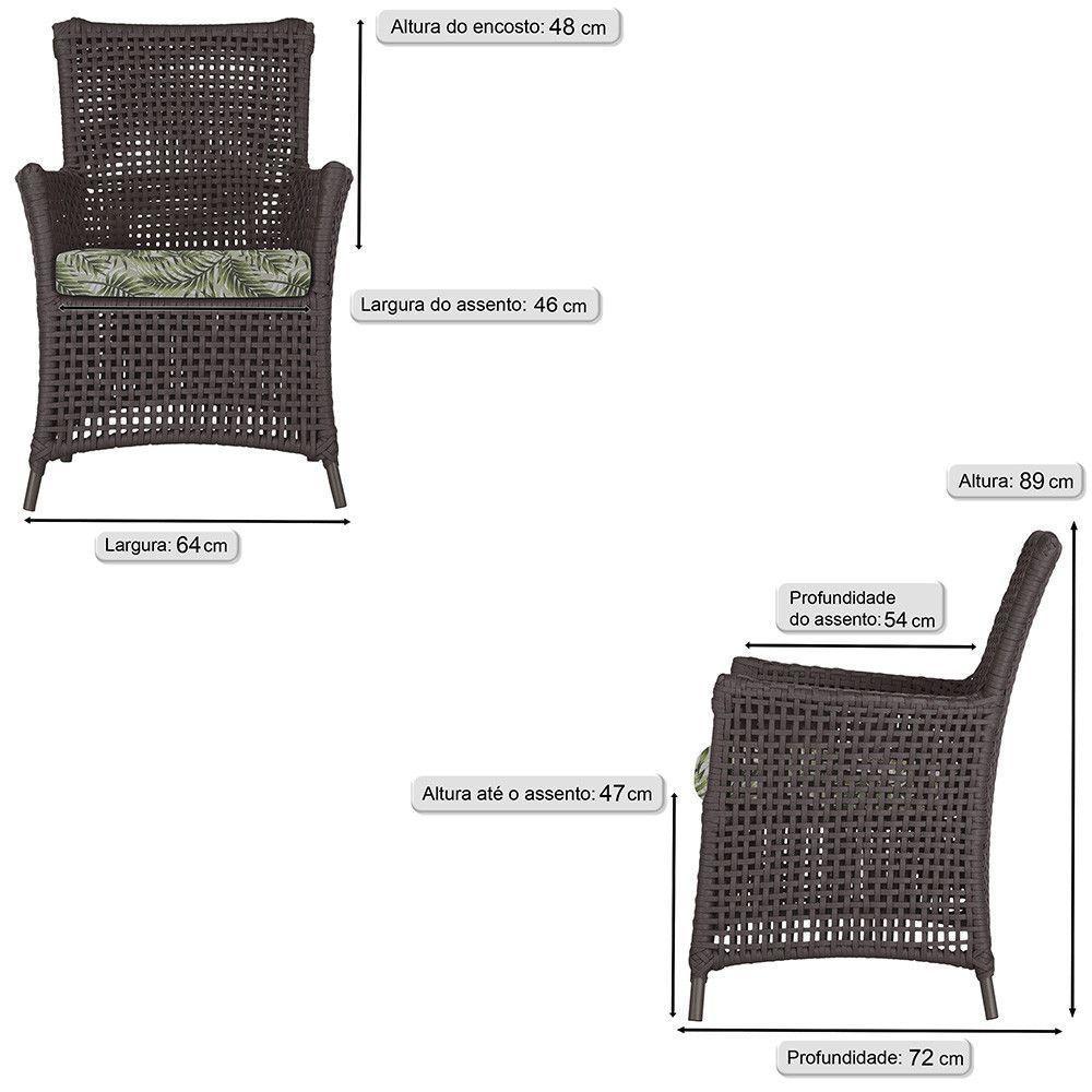 Jogo Sofá E 2 Poltronas Igapó Alumínio Marrom E5 Trama Marrom - 2