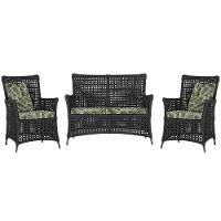 Jogo Sofá E 2 Poltronas Igapó Alumínio Marrom E5 Trama Preto - 1