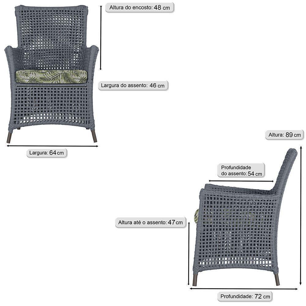 Jogo Sofá E 2 Poltronas Igapó Alumínio Marrom E5 Trama Prata - 5