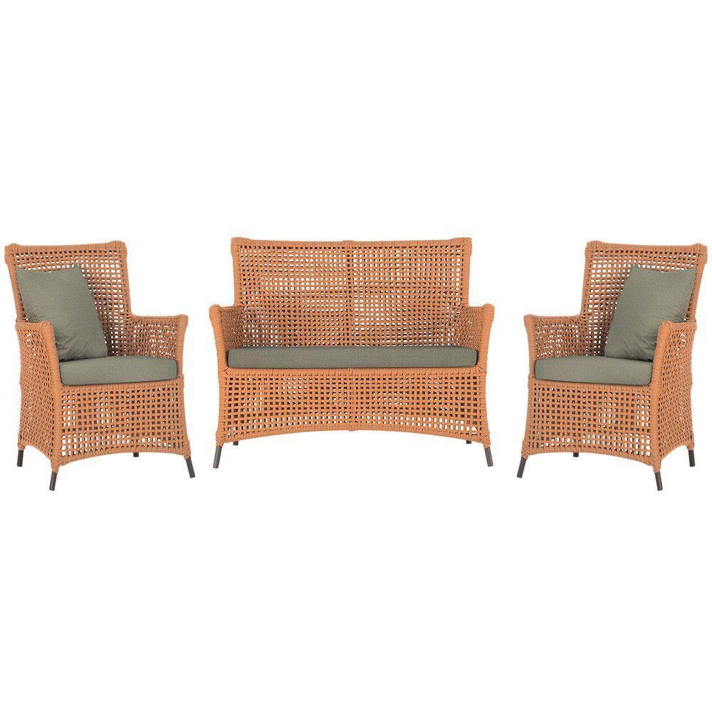 Jogo Sofá E 2 Poltronas Igapó Alumínio Marrom E8 Trama Terra Cota - 1